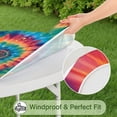 thumbnail image 5 of Colorful Rainbow Tie Dye Spiral Pattern Round Fitted Tablecloth with Elastic Edge,Dining Table Cover Waterproof,Outdoor Round Tablecloth for Camping,Dining,Indoor and Outdoor, 5 of 7