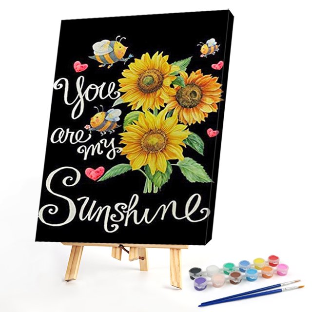 Cuadros Decorativos 50x40cm colorido DIY pintura por número Kit girasol decoración del hogar arte regalo Tmvgtek embutido en tela