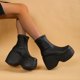 thumbnail image 4 of Botines de plataforma gruesos y elegantes de estilo gótico a estrenar para mujer, talla grande 43, cómodos zapatos de plataforma para caminar para mujer, 4 of 4