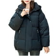 thumbnail image 2 of Cutuoiiu Women's Solid Color Hooded Jacket Short Warm Zipper Long Sleeved Jacket Gifts, 2 of 4