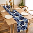 thumbnail image 3 of Blue Palm Leaves Table Runner - 60 Inch Long, Kitchen Dining Table Runner Dresser Scarves, Farmhouse Summer Beige Tropical Plants Farmhouse Decor for Coffee Tables Wedding Party Banquet, 3 of 8