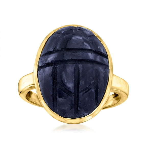 Ross-Simons 16.00 Carat Sapphire Scarab Ring in 18kt Yellow Gold Over Sterling, Women's, Adult