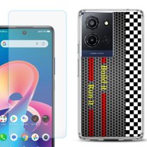 For TCL K32 5G Protective Shockproof Phone Case with Tempered Glass Screen Protector, by OneToughShield - Racing