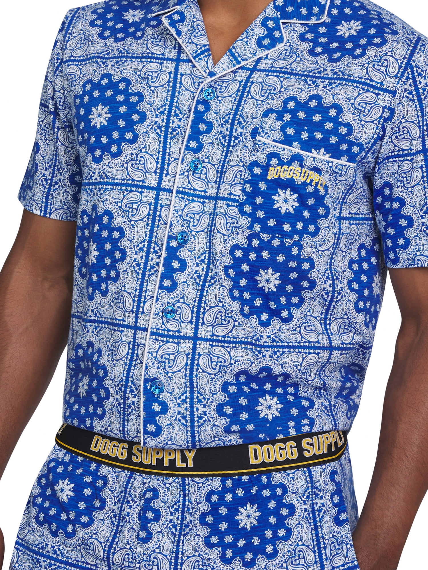 Dogg Supply by Snoop Dogg Men's Print Notch Collar Shirt and Shorts Pajama Set, 2-Piece
