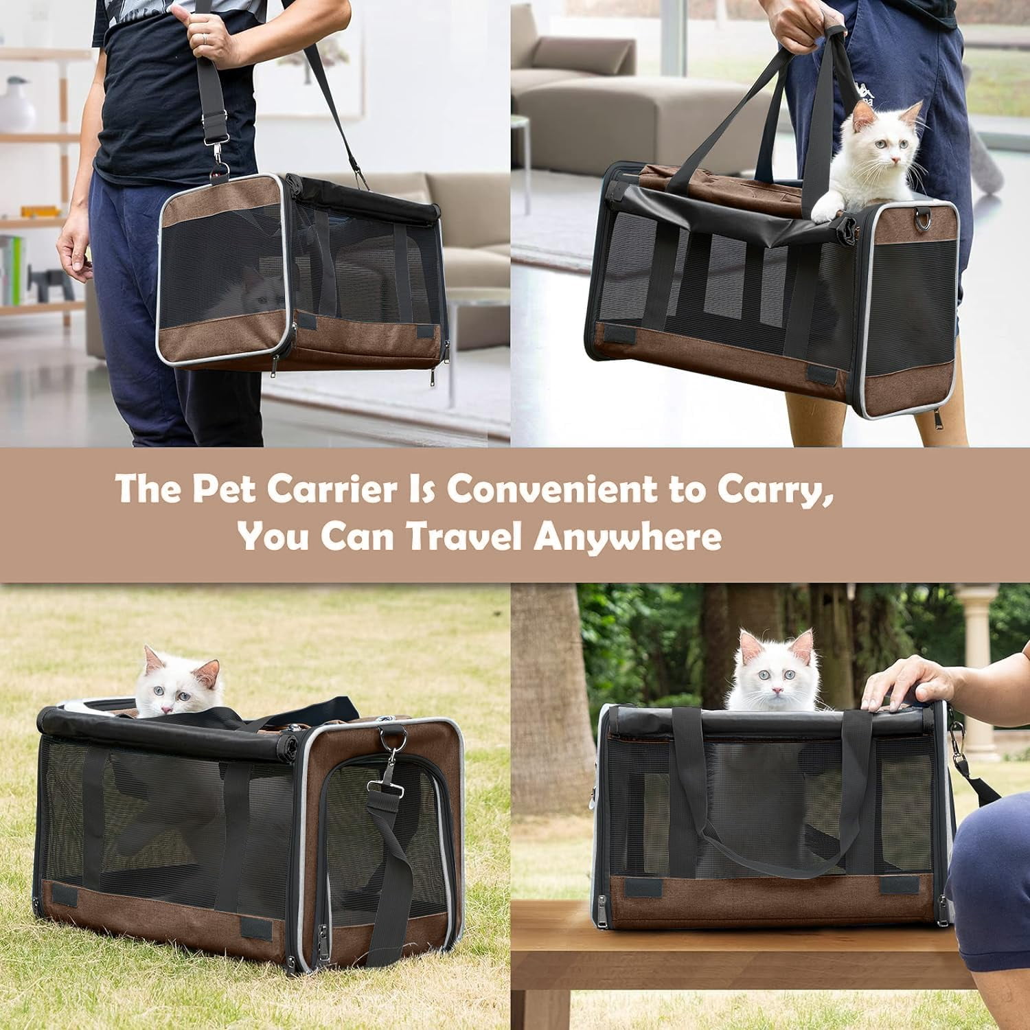 Pet Carrier for Large and Medium Cats, Soft-Sided Pet Carrier for Big Medium Cats and Puppy Dog Carriers Cat Carriers, Pet Privacy Protection Travel Carrier