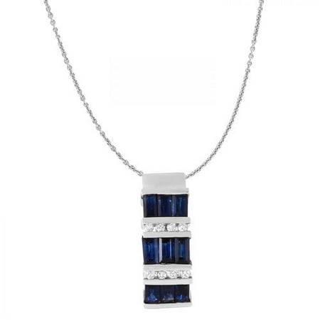 Foreli 0.88CTW Sapphire Diamond 14K White Gold Necklace W Cert