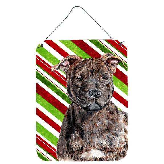 Carolines Treasures SC9801DS1216 Staffordshire Bull Terrier Staffie Candy Cane Christmas Wall or Door Hanging Prints