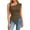 Coffee, variant on Women's Sleeveless Blouse Asymmetric Neckline Top with Side Slit Detail for Contemporary Style S Size Light Blue