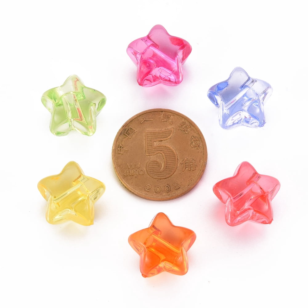 500gs 1-Hole Transparent Acrylic Buttons Star Mixed color 13.5x14x11.5mm Hole: 3mm about 467pcs/500g