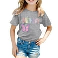 thumbnail image 4 of Toddler Kids T-Shirts Birthday Butterfly Print Multicolor Round Neck Short Sleeve Tee Kids Boys Girls Summer Casual School Home Everyday Wear Stylish T-Shirts，12 -13 Years, 4 of 4
