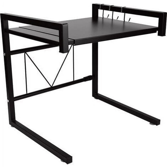 Microwave Stand, Expandable Kitchen Shelf for Microwave Oven Kitchen Storage Shelf 65cm Max Kitchen Furniture for Microwave and Oven Spice Jar Organizer Black