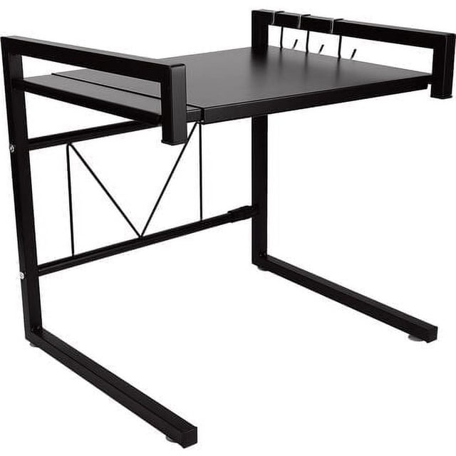 Microwave Stand, Expandable Kitchen Shelf for Microwave Oven Kitchen Storage Shelf 65cm Max Kitchen Furniture for Microwave and Oven Spice Jar Organizer Black