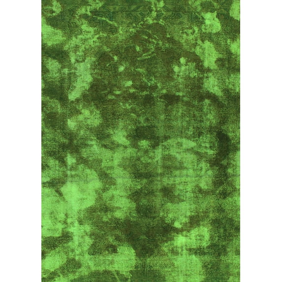 Ahgly Company Indoor Rectangle Abstract Green Modern Area Rugs, 2' x 5'