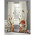 thumbnail image 5 of Vintage Spring Floral Sheer Curtains 84 Inch Length 2 Panels Set, Semi Transparent Voile Rod Pocket Curtains for Living Dining Room Bedroom Drapes Summer Botanical Red, 5 of 6