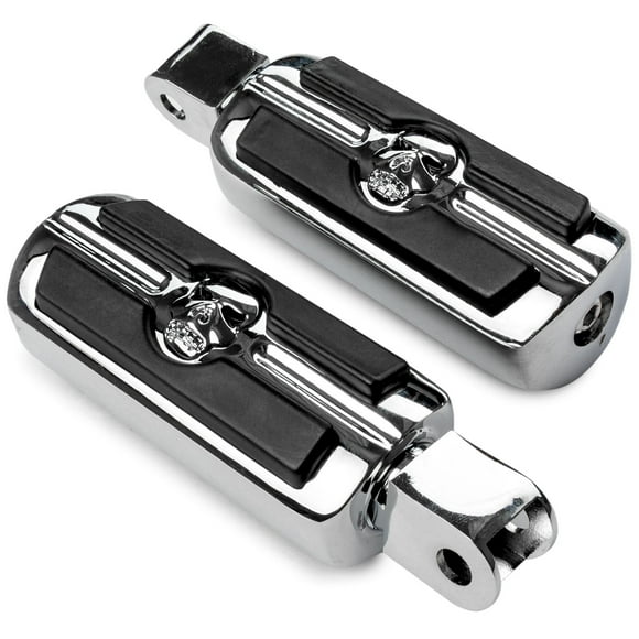 Krator Chrome Skull Foot Pegs Compatible with Honda Cruiser Motorcycles Footrests (Shadow Ace Spirit Magna Sabre Phantom etc.)