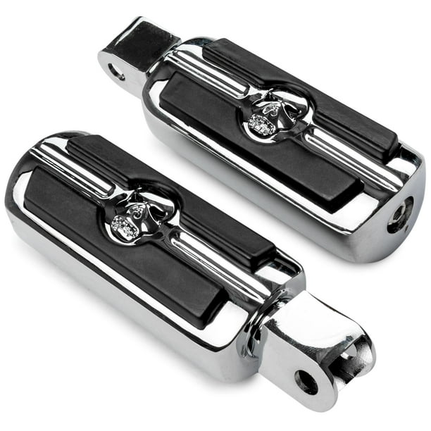 Krator Chrome Skull Foot Pegs Compatible with Honda Cruiser Motorcycles