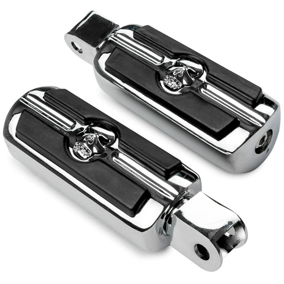 Krator Chrome Skull Foot Pegs Compatible with Honda 1100 Shadow Sabre 2000-2007 (Front Only)