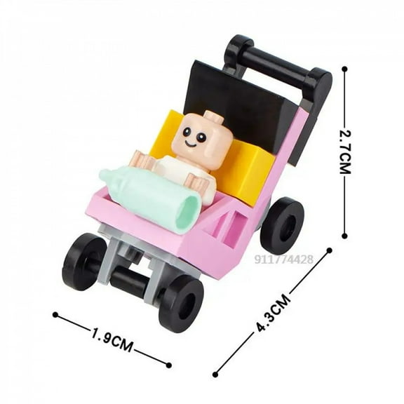 Compatible City MOC Building Blocks Bricks Parts Furniture Kits Kids Toys For Children Friends Baby Carriage Bottle Blocks Gifts