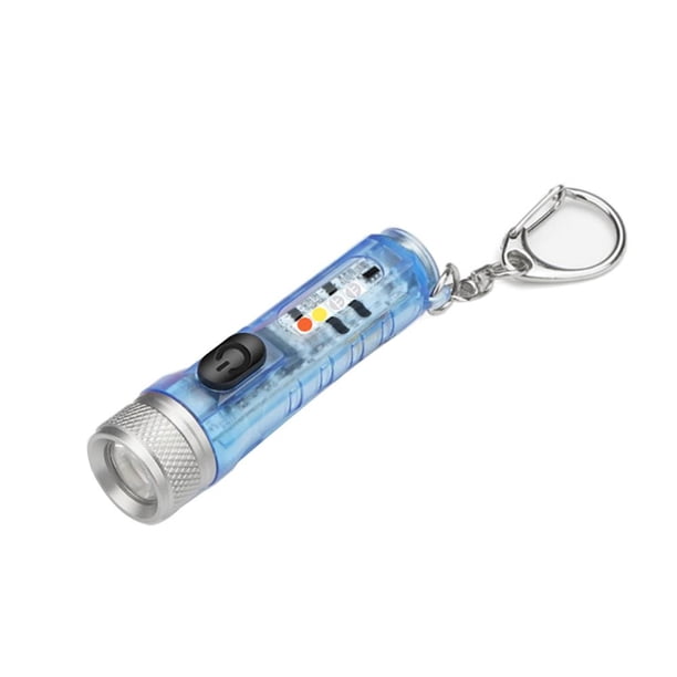 Mini llavero linterna con hebilla USB recargable linterna de emergencia (azul)