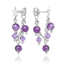 Wish Upon a Star Sterling Silver Chain & Purple Amethyst Front to Back Earrings