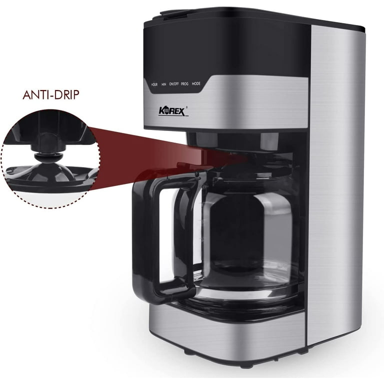  kognita 12 Cup Thermal Coffee Maker, Programmable Small Coffee  Maker with Glass Carafe and Filter, Dirp Coffee Maker Coffee Pot Machine,  Keep Warm, Brew Strength Control, 900W Fast Brew Auto Shut