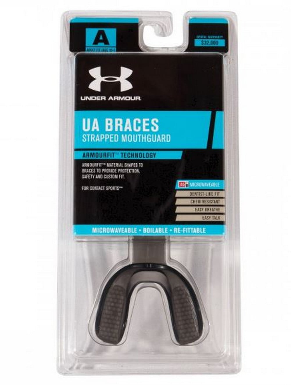 Under Armour UA ArmourFit Strapped Mouthguard Adult Mouth Guard Black 