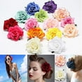 thumbnail image 3 of HEVIRGO Women Sweet Big Rose Blossom Flower Wedding Bridal Hair Clip Hairpin Brooch Pin(Rose), 3 of 10