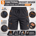thumbnail image 2 of Yacht & Smith 6 Pack Men’s 5 Pocket Fleece Cargo Shorts, Cotton, Drawstring, Bulk Athletic Lounge Shorts, Charcoal Grey, Size Large, 2 of 7