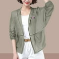 thumbnail image 4 of Olyvenn Women's Sunscreen Coat Short Fall Outwear Breathable Cardigan Sun-Protective Clothing Jacket Thin Top Khaki XXL, 4 of 4