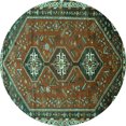 thumbnail image 1 of Ahgly Company Indoor Round Persian Turquoise Blue Traditional Area Rugs, 4' Round, 1 of 4