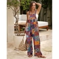 thumbnail image 2 of Lentta Women's Patchwork Dual Pocket Jumpsuit - Loose Floral Print Bohemian Wide Leg Bib Overall for Spring & Summer, 2 of 7