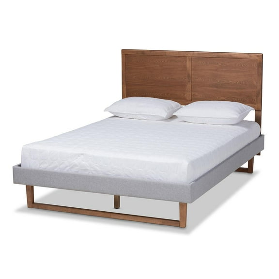 Eloise Rustic Modern Light Grey Fabric Upholstered Full Size Platform Bed