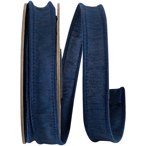 Ribbon - Dupioni Supreme Wired Edge, Navy, 7/8 Inch, 10 Yards
