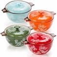 thumbnail image 7 of 4 Pack Ceramic Soup Bowls with Lid and Double Handles, 22 OZ French Onion Soup Crock, Small Casserole Dish for Oven, Mini Cocotte Set Baking Ramekins for Stews, Cereal, Oatmeal or Pasta, 7 of 7