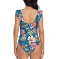 thumbnail image 6 of Yiaed Colorful Flowers Print Women's Ruffled One Piece Swimsuit V Neck Swimwear Slimming Monokini for Woman-Medium, 6 of 8