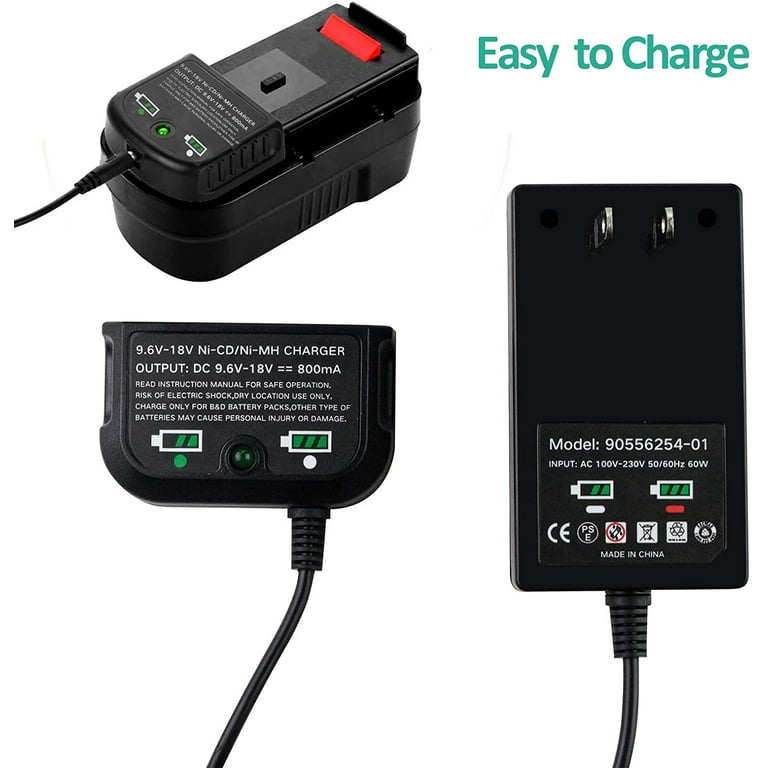 Replacement 90556254 01 Charger Compatible with Black Decker 9.6V 18V Battery HPB18 HPB18 OPE HPB12 HPB14 FSB14 FSB18 FS120 FSB96 HPB96 Walmart