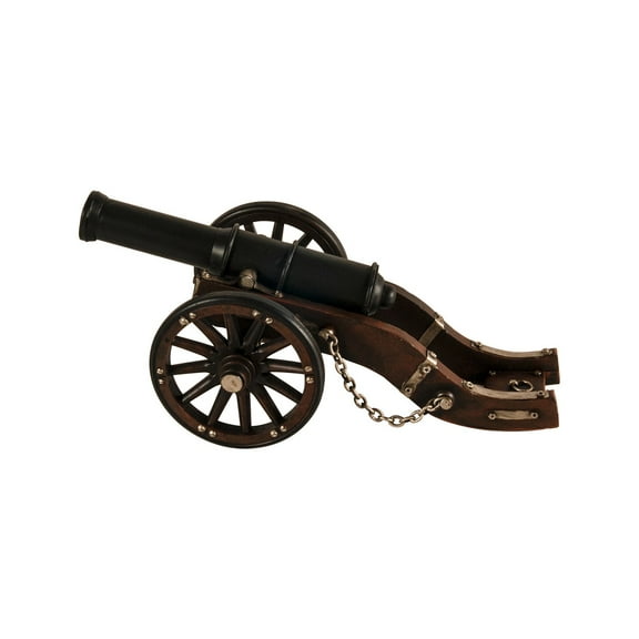 HomeRoots 402236 3 in. Brown & Black Metal Louis XIV Cannon Hand Painted Sculpture