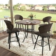thumbnail image 5 of Vicllax 5 Piece Outdoor Bistro Sets,Outdoor Bar Set with 35" Round Bar Table & Rattan Swivel Bar Stools, Modern Patio Furniture for Garden Balcony Yard, Walnut&Brown, 5 of 9