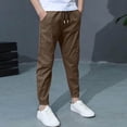 thumbnail image 2 of JUMEYU Boys School Uniform Pants Pull On Elastic Wasit Khaki Chino Dress Pant Fashion Kids Boy's Clothes 4T-12T (Coffee,11T 12T), 2 of 8