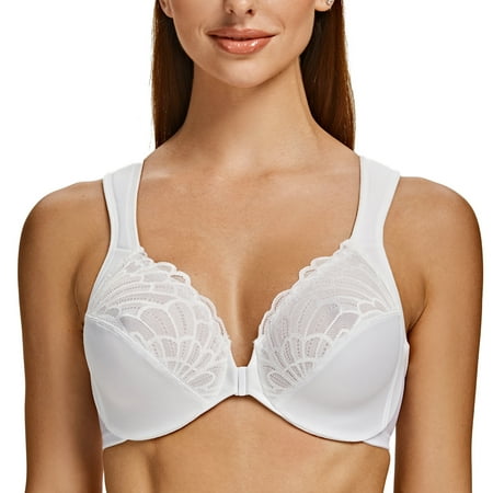 

MELENECA Underwire Front Closure Bras for Women White 36B