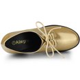 thumbnail image 4 of Unique Bargains Women's Platform High Chunky Heel Ankle Booties Gold US 9, 4 of 6