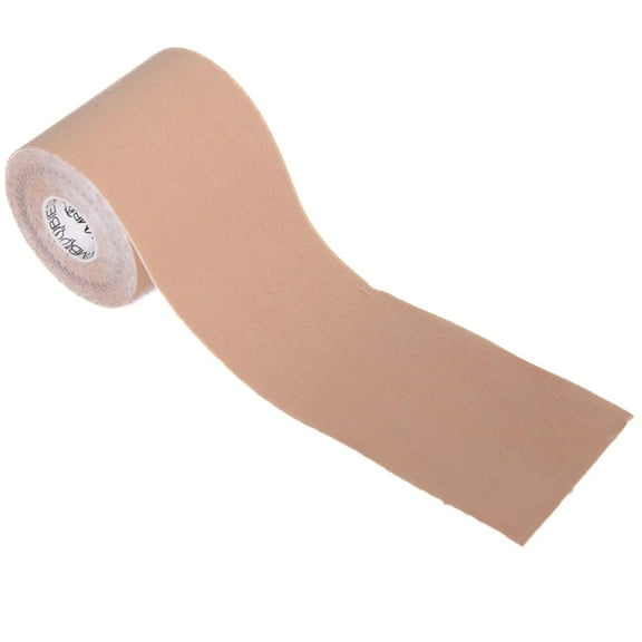 KMBoobies - Boob Tape - Instant Breast Lift - Nude Body Tape for Skin - 8 Hr Sweatproof - 5 ft Roll - Natural Skin Color (Nude Crème Brûlée)