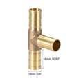 thumbnail image 2 of 10mm or 3/8" ID Brass Barb Splicer Fitting,T-Shaped 3Way,Barb Hose Fitting Air Gas Water Fuel,Barbed Tee Connector,2pcs, 2 of 3