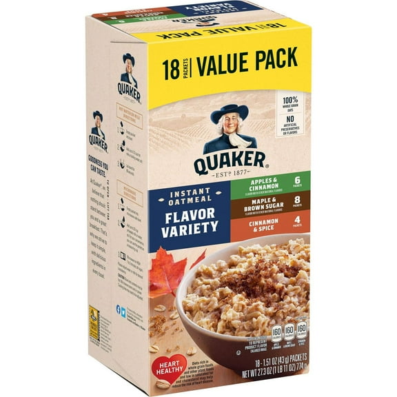 Quaker Flavor Variety Instant Oatmeal - 18ct / 27.3oz - Pack of 2