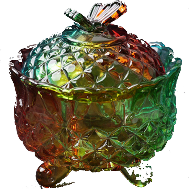 EIMELI Candy Dish with Lid Moisture Proof Candy Dish with Lid Luxurious Glass Storage Containers with Lids Style 10