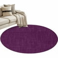 thumbnail image 2 of Dark Purple 4ft Round Rug, Farmhouse Burlap Solid Brown Color Modern Linen Texture Non-Skid Rubber Backing Large Area Rugs - Living Room Bedroom Home Office, Indoor Floor Mat Carpets Washable Rug, 2 of 9
