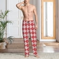 thumbnail image 6 of Lsque Red Plaid Daisy Print Men's Pajama Pants, Lounge Pant - Comfortable Home Wear,Elastic Waistband, Stylish Design-Large, 6 of 9