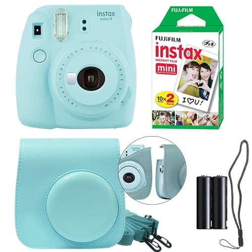 Fuji Instax Mini 9 Fujifilm Instant Camera Ice Blue + Case & 20 -