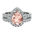 thumbnail image 4 of Pear Cut Pink Morganite Halo Wedding Ring Set 18K White Gold 2.20 Carat (G,VS1), 4 of 5