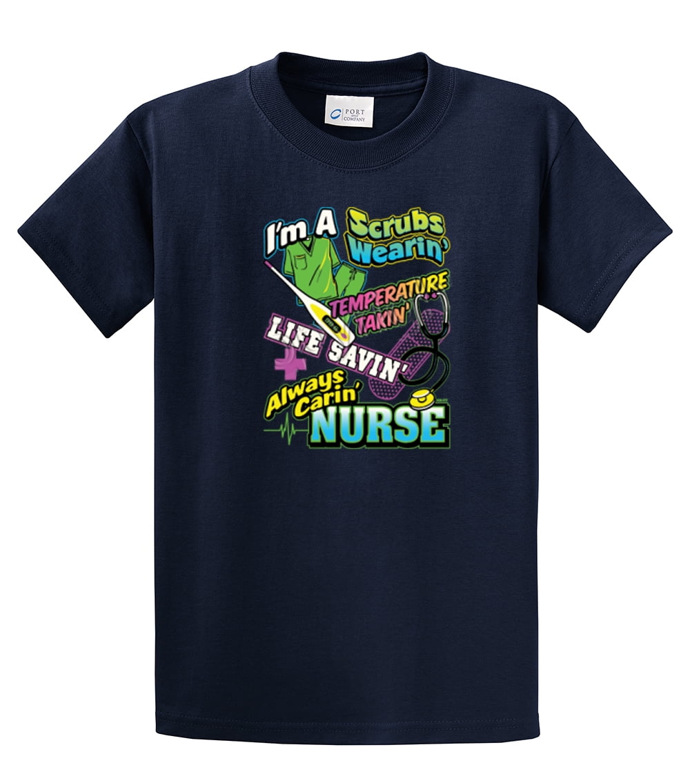 Nurse Short Sleeve T-shirt I'm A Scrubs Wearin' CNA Assistant Plus Funny Tee - Picture 61 of 104